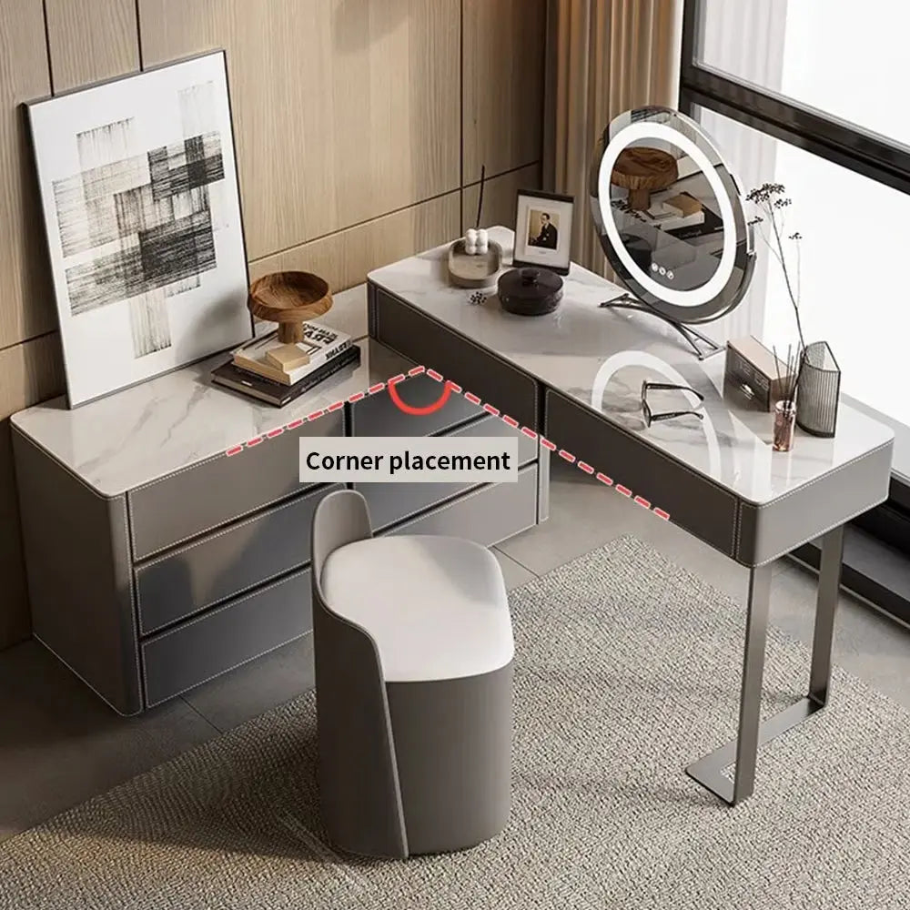 Rutilia Vanity – Modern Makeup Desk with LED Mirror, Storage Drawers & Elegant Design-OUCH CART |Dressing table