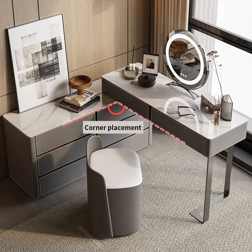 Rutilia Vanity – Modern Makeup Desk with LED Mirror, Storage Drawers & Elegant Design