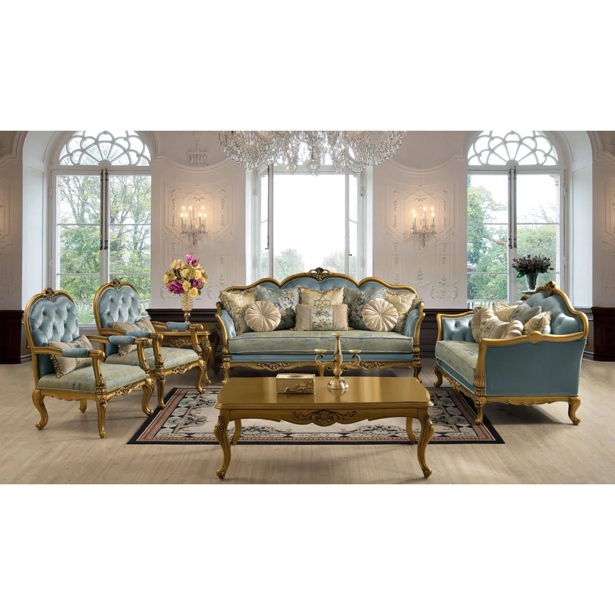 Infinity 6 - Piece Velvet Living Room Set - ouch cart | Luxury sofa set