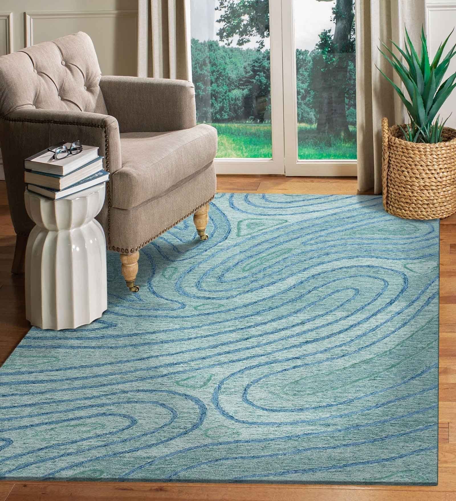 AQUA Wool & Viscose Canyan 4x6 Feet  Hand-Tufted Carpet - Rug