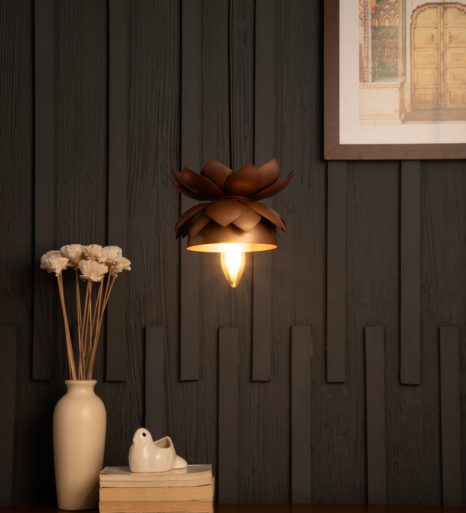 Lotus Pendant Copper Light By Shoppeefry