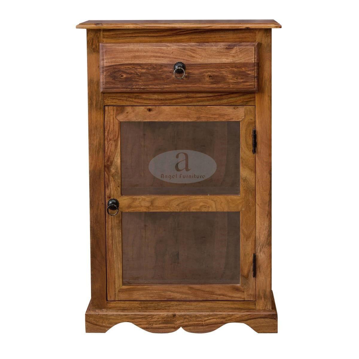 Sheesham Wood One Drawer Crockery Cabinet Small In Honey Finish - Ouch Cart