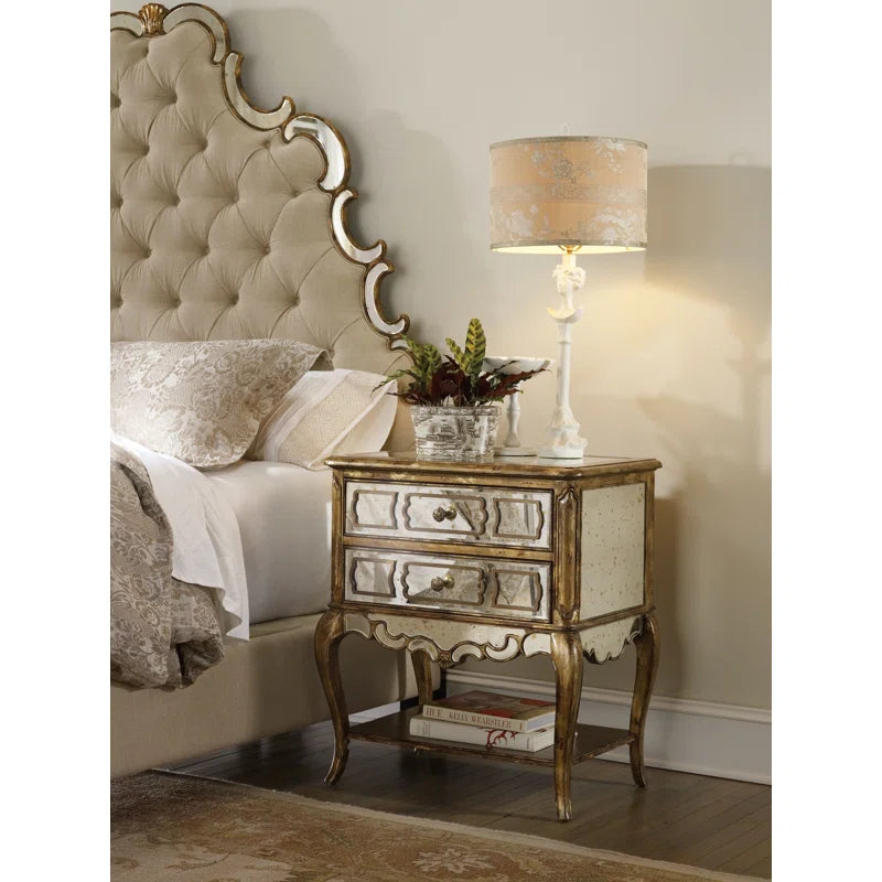 Sanctuary Mirrored Leg Nightstand - Bling - OUCHCART | Nightstand