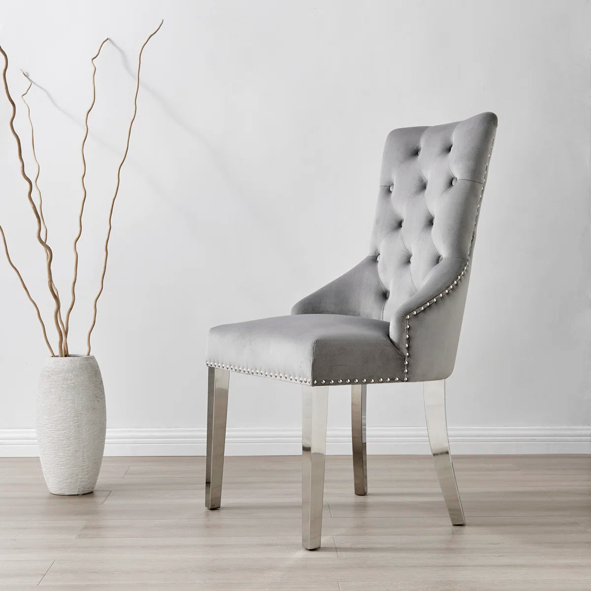 Scottsmoor Halo Dining Table Set in Modern High Gloss with 6 Luxury Velvet Dining Chairs OUCH CART