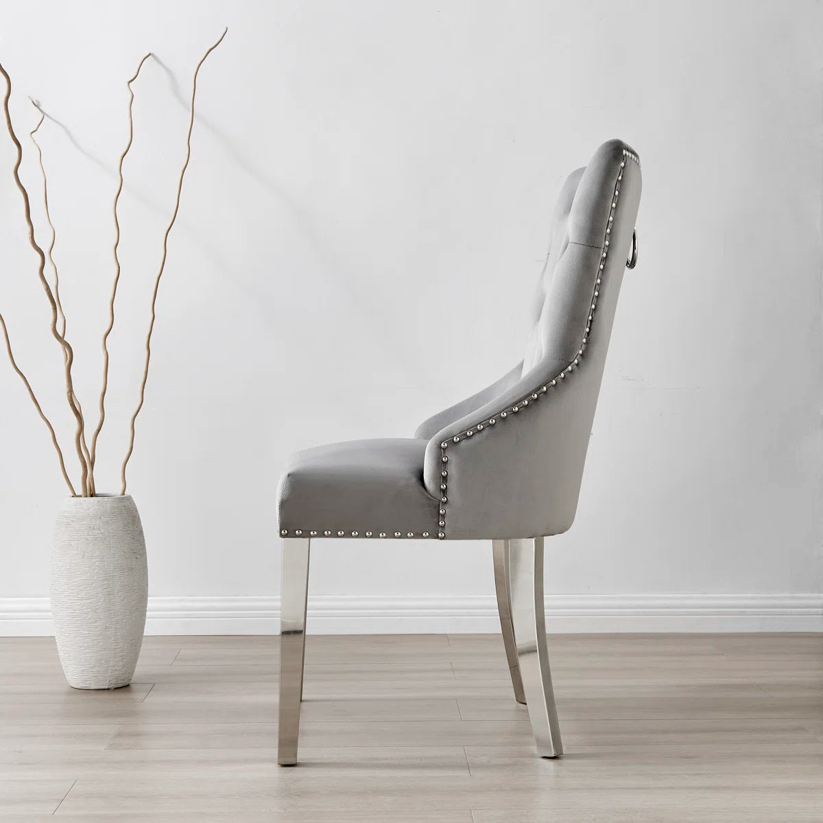 Scottsmoor Halo Dining Table Set in Modern High Gloss with 6 Luxury Velvet Dining Chairs- OUCH CART