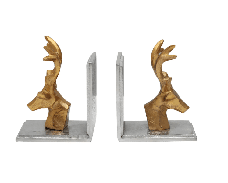 Multicoloured Metal Deers Bookend, - Ouch Cart