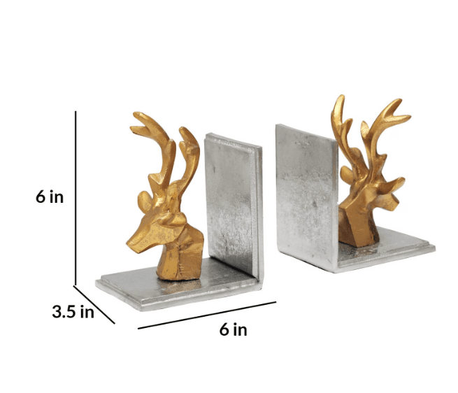 Multicoloured Metal Deers Bookend, - Ouch Cart