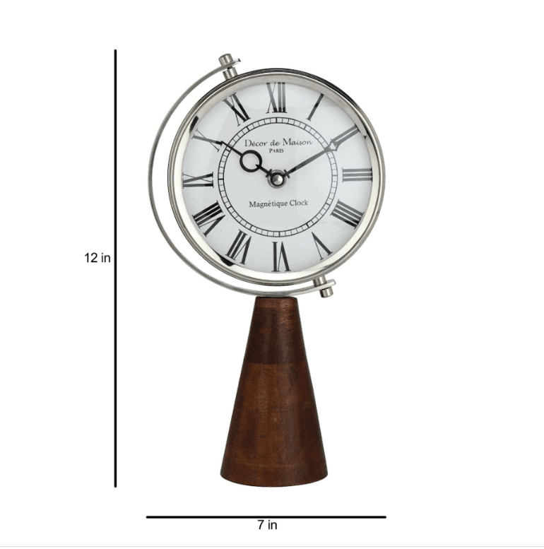 Wood's Pedestal Clock in Reflective Silver - Ouch Cart