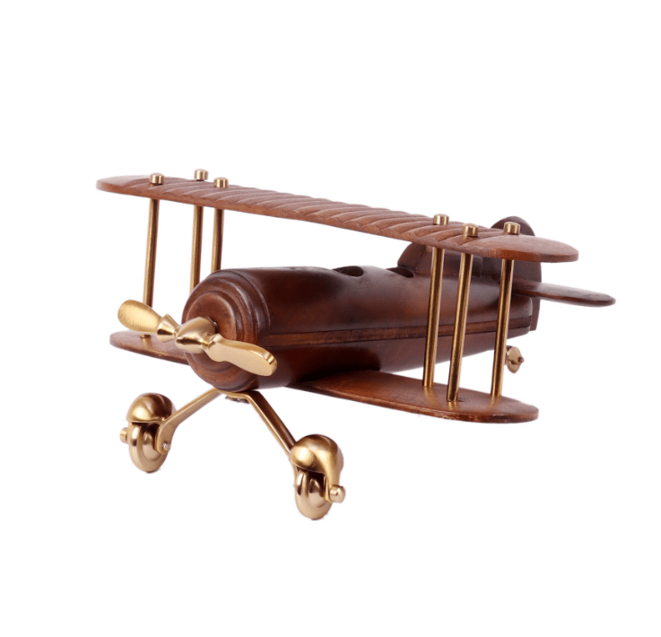 Golden Vintage Airplane Sheesham Wood Table Accent,