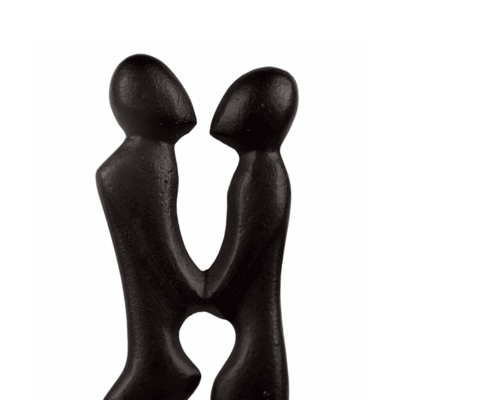 Black Couple Statue Aluminium Table Accent, - Ouch Cart