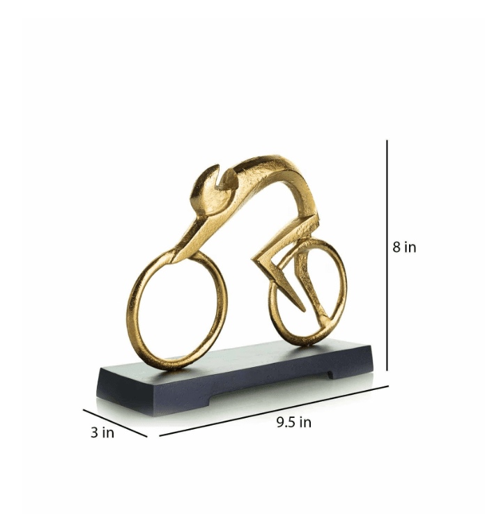 Golden Bicycle Man Aluminium Table Accent, - Ouch Cart