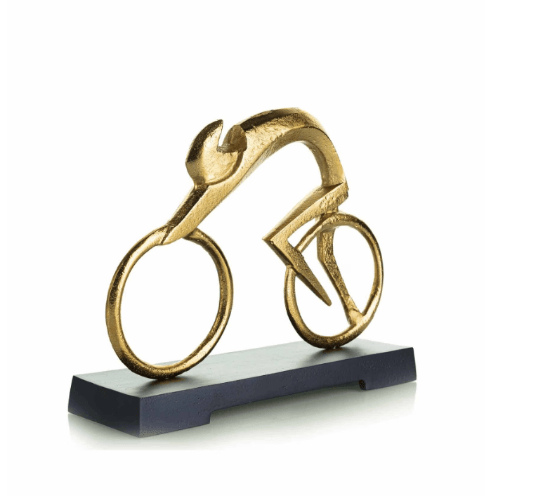 Golden Bicycle Man Aluminium Table Accent, - Ouch Cart