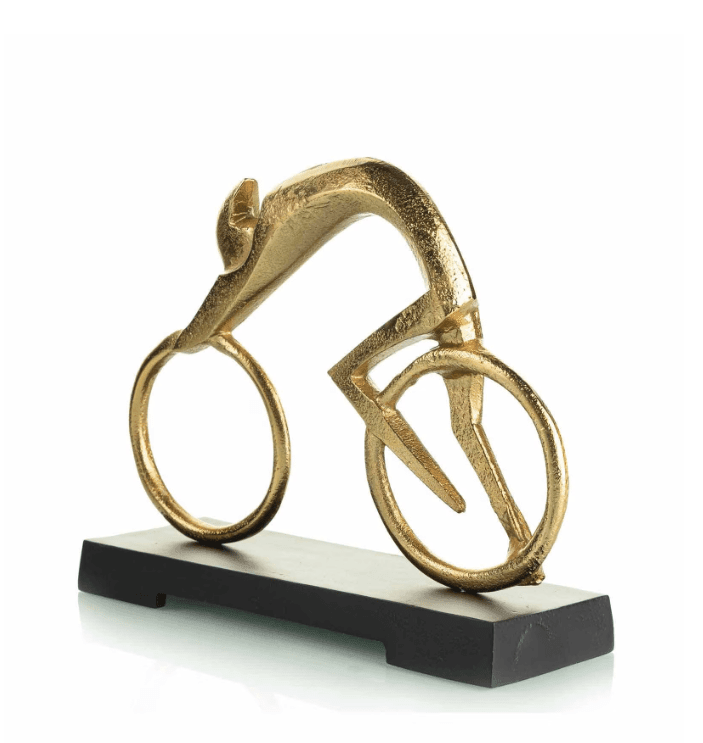 Golden Bicycle Man Aluminium Table Accent, - Ouch Cart