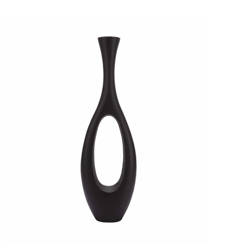 Oblong Raw Black Finish (Large) Aluminium Floor Vase,