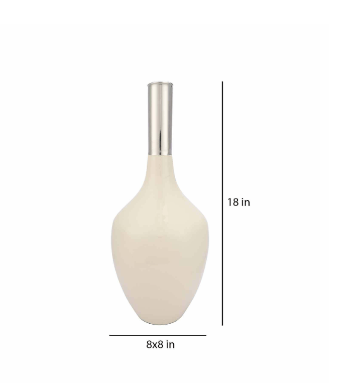 Deidra Fawn White Brass Table Vase, M.M.I. OVERSEAS