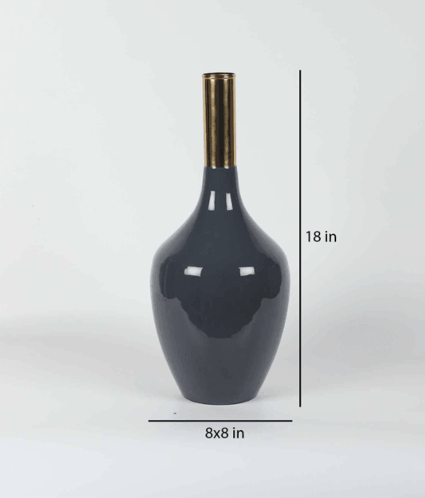 Deidra Dim Grey Brass Table Vase, - Ouch Cart