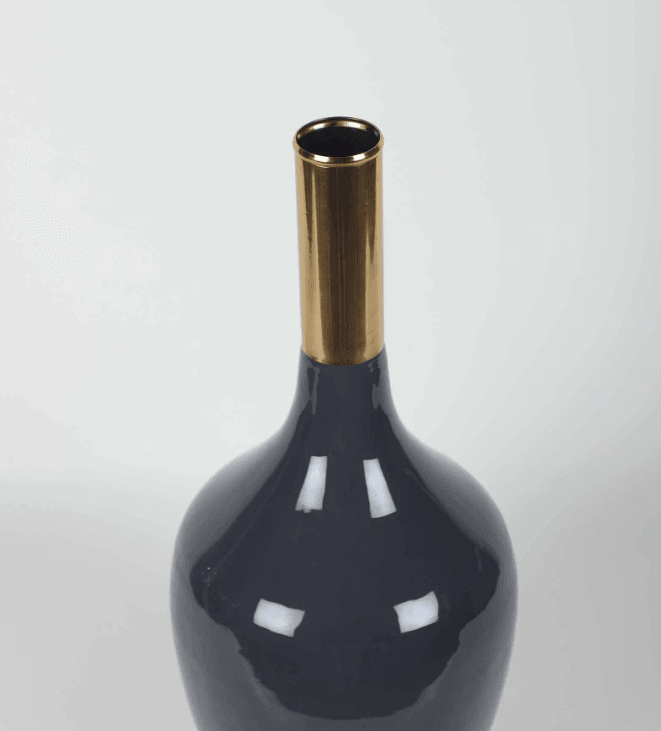 Deidra Dim Grey Brass Table Vase, - Ouch Cart