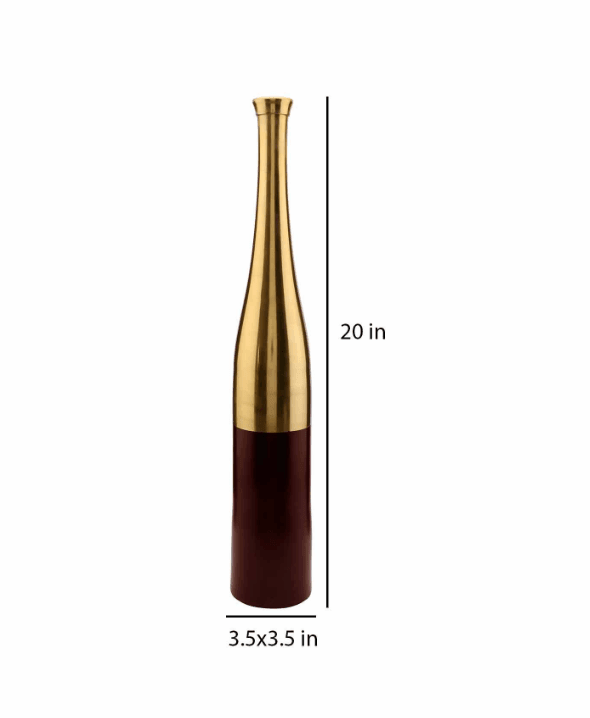 Champagne Bottle Scarlet Red & Gold (Large) Aluminium Table Vase, - Ouch Cart