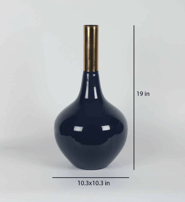 Stout Diedra Teal Blue Brass Floor Vase, - Ouch Cart