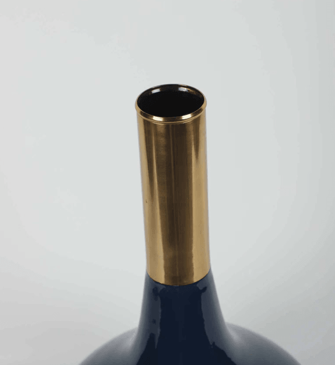 Stout Diedra Teal Blue Brass Floor Vase, - Ouch Cart