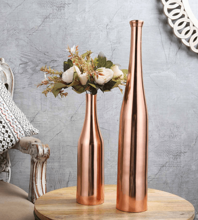 Rose gold Champagne large Bottle Vase Decor de Maison, - Ouch Cart