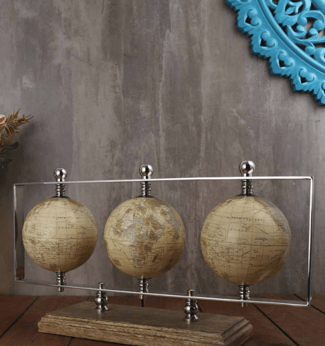 Triple Vertical Silver Iron Table Accent, - Ouch Cart