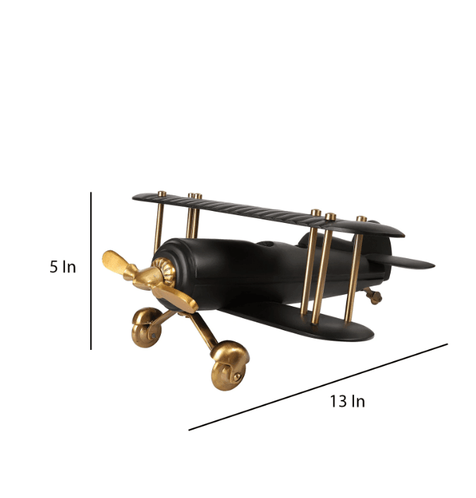 Vintage Airplacne Gold & Black Sheesham Wood Table Accent, - Ouch Cart