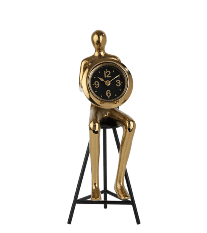 Sitting Man Clock In Gold, - Ouch Cart