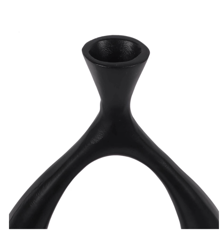 Raw Black Pendo Aluminium Oblong Table Vase In Raw Finish, M.M.I. OVERSEAS