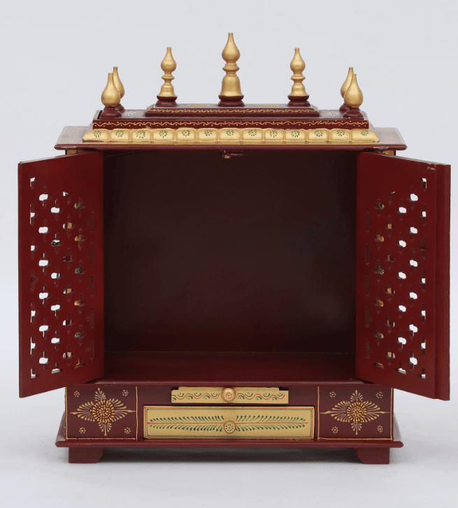 Multicolor Sheesham Wood & MDF Pooja Mandir With Door, - Ouch Cart