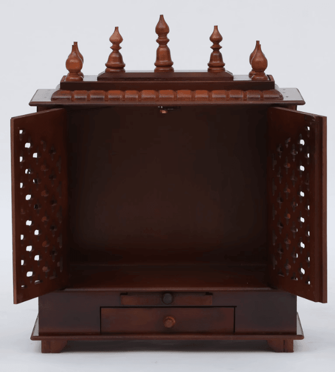 Multicolor Sheesham Wood & MDF Pooja Mandir With Door, - Ouch Cart
