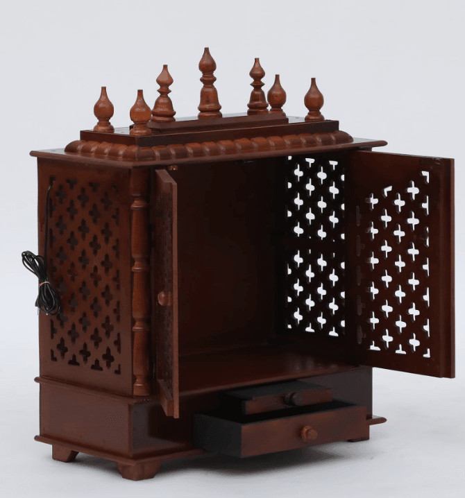 Multicolor Sheesham Wood & MDF Pooja Mandir With Door, - Ouch Cart