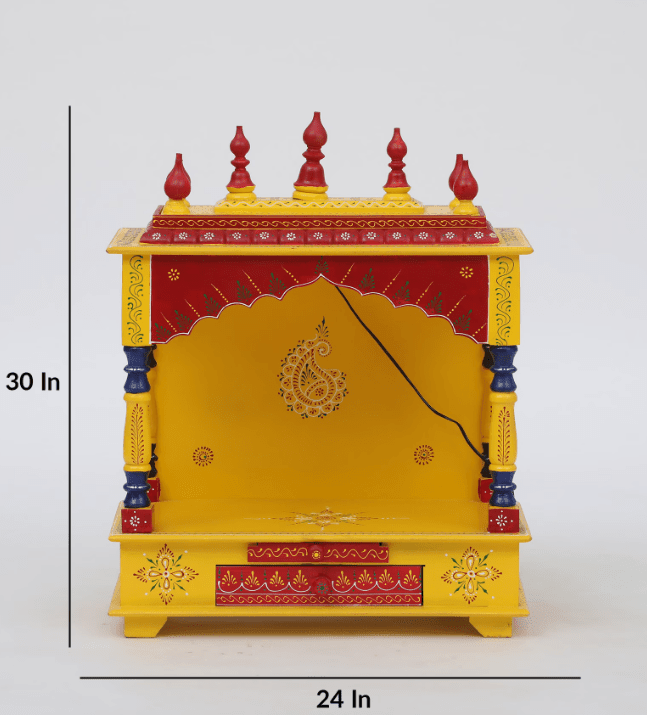 Multicolor Sheesham Wood & MDF Pooja Mandir Without Door, - Ouch Cart