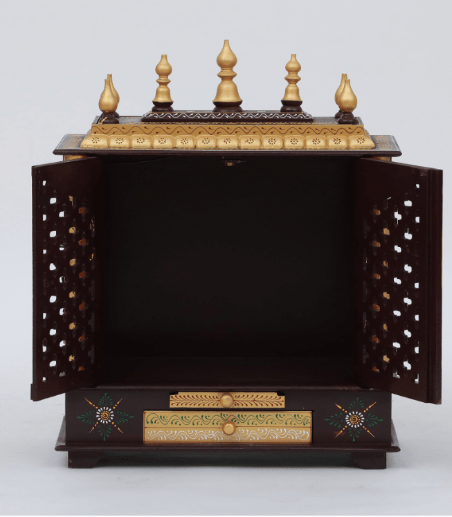 Multicolor Sheesham Wood & MDF Pooja Mandir With Door, - Ouch Cart