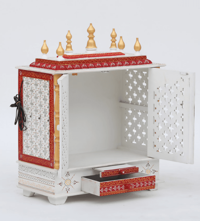 Multicolor Sheesham Wood & MDF Pooja Mandir With Door, - Ouch Cart