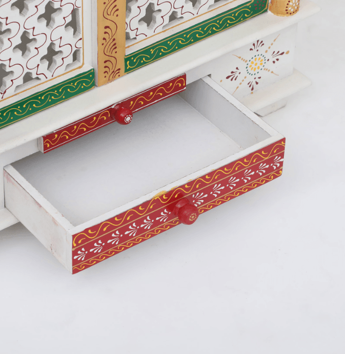 Multicolor Sheesham Wood & MDF Pooja Mandir With Door, - Ouch Cart