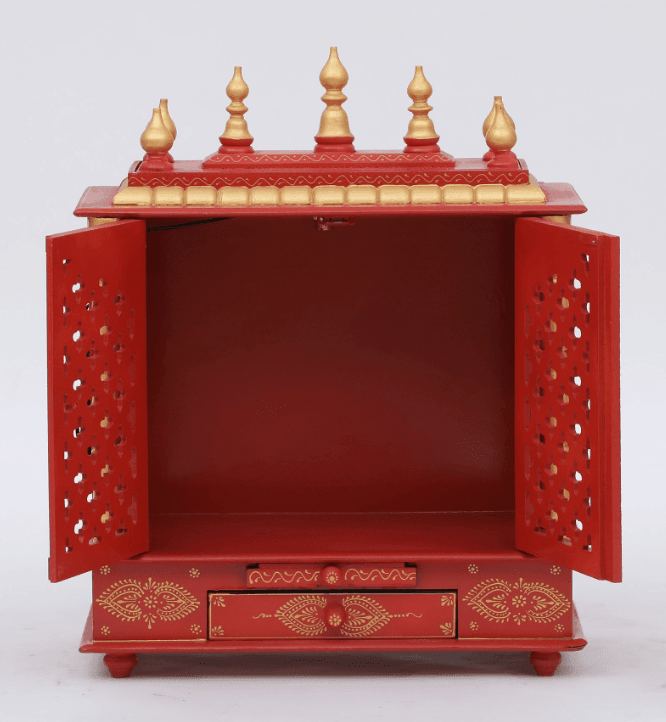 Multicolor Sheesham Wood & MDF Pooja Mandir With Door, - Ouch Cart