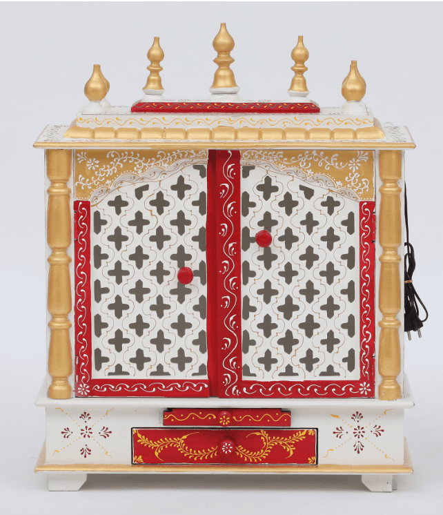 Multicolor Sheesham Wood & MDF Pooja Mandir With Door, - Ouch Cart