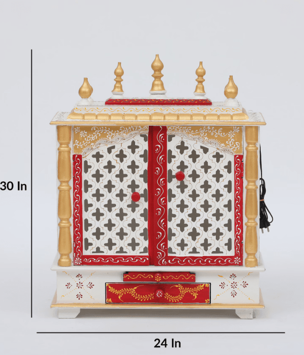 Multicolor Sheesham Wood & MDF Pooja Mandir With Door, - Ouch Cart