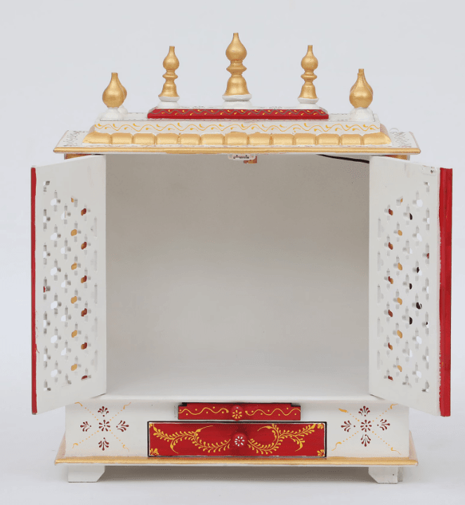 Multicolor Sheesham Wood & MDF Pooja Mandir With Door, - Ouch Cart