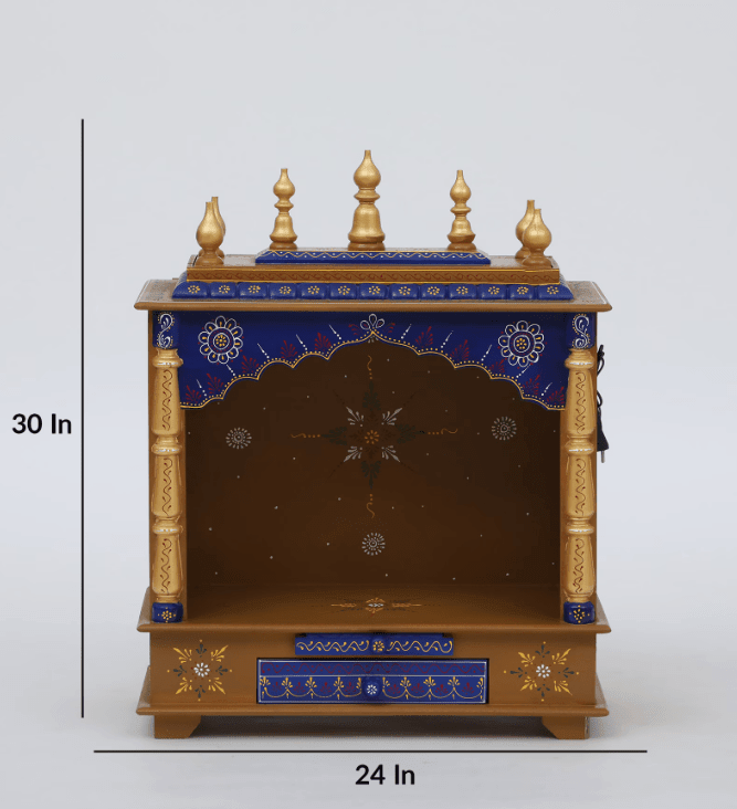 Multicolor Sheesham Wood & MDF Pooja Mandir Without Door, - Ouch Cart
