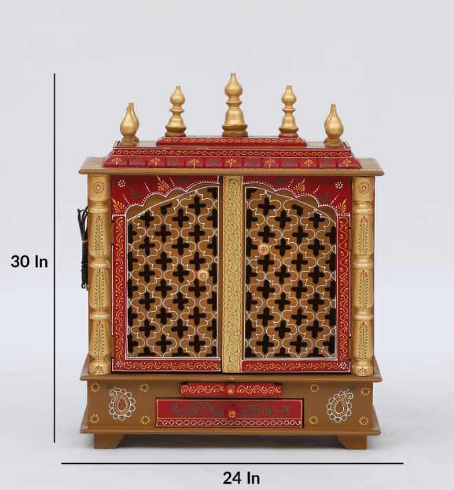 Multicolor Sheesham Wood & MDF Pooja Mandir With Door, - Ouch Cart