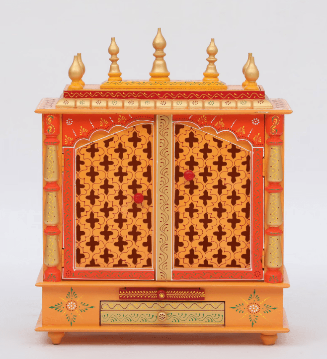 Multicolor Sheesham Wood & MDF Pooja Mandir With Door, - Ouch Cart