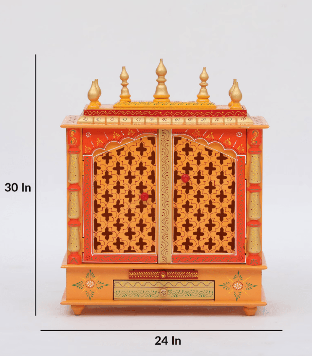 Multicolor Sheesham Wood & MDF Pooja Mandir With Door, - Ouch Cart