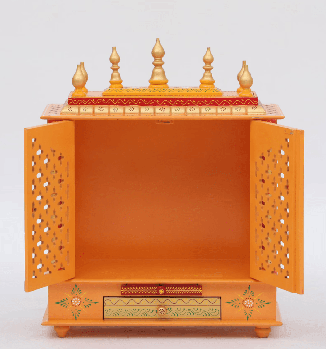 Multicolor Sheesham Wood & MDF Pooja Mandir With Door, - Ouch Cart