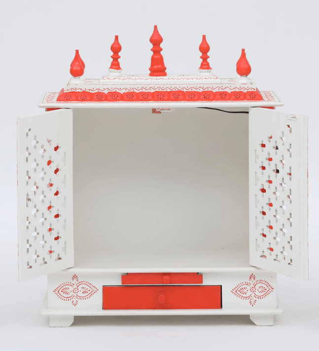 Multicolor Sheesham Wood & MDF Pooja Mandir With Door, - Ouch Cart