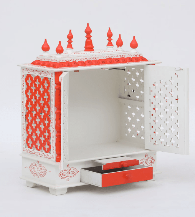 Multicolor Sheesham Wood & MDF Pooja Mandir With Door, - Ouch Cart