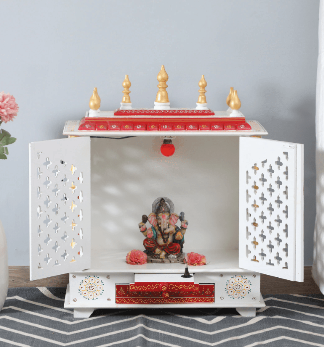 Multicolor Sheesham Wood & MDF Pooja Mandir With Door, - Ouch Cart