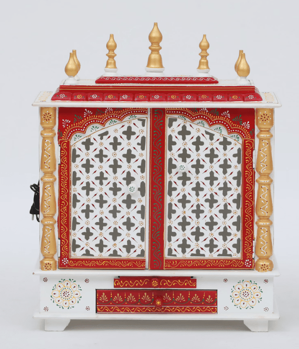Multicolor Sheesham Wood & MDF Pooja Mandir With Door, - Ouch Cart