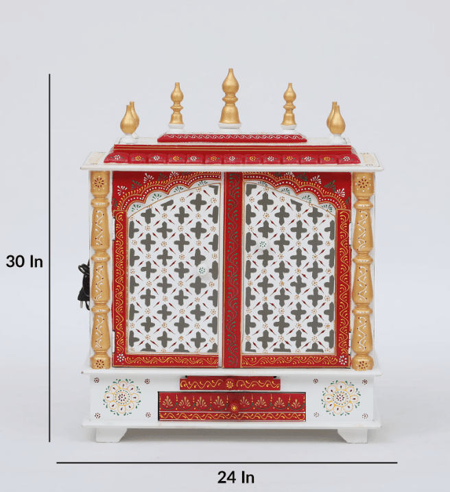 Multicolor Sheesham Wood & MDF Pooja Mandir With Door, - Ouch Cart